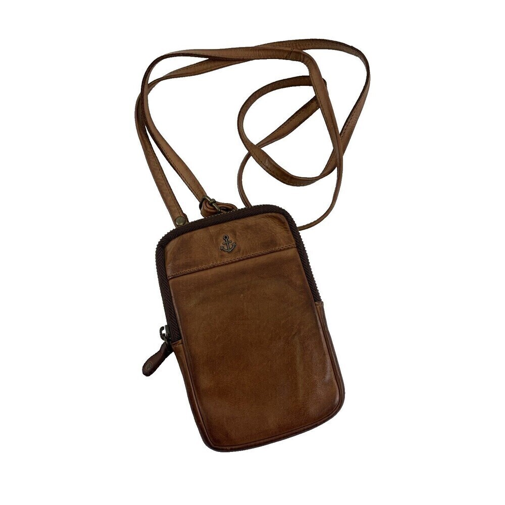 Harbour 2nd Benita Crossbody Brown Leather Zip Around Small Purse Bag Travel